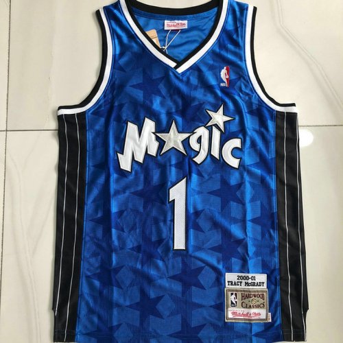 Maillot de Basket #1 Tracy Mcgrady Magic 2000-01 M&N authentique Bleu